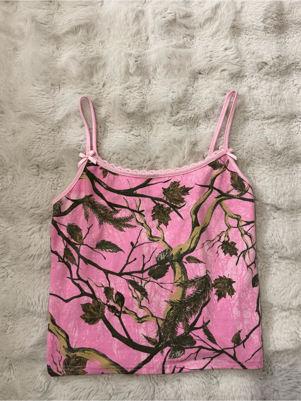 Orange Kiss Y2K Pink Camouflage Bow Tank